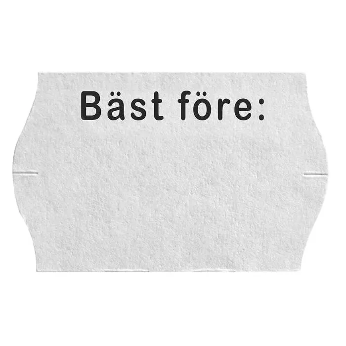 Klistermärke med texten "Bäst före:"