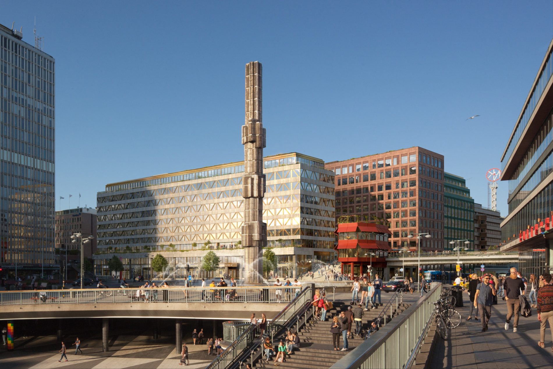 Obelisken på Sergels torg vid Sveavägen i Stockholm