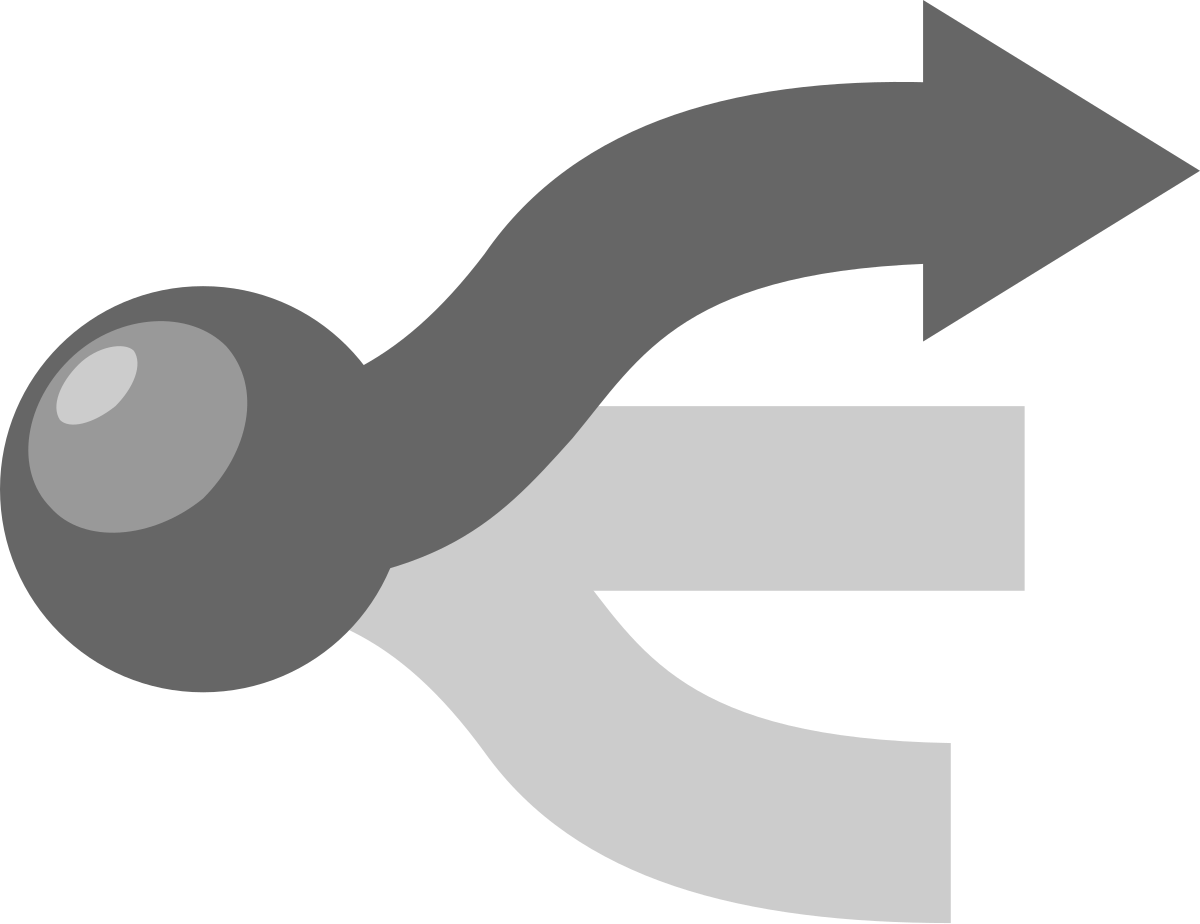 Grå pil som symboliserar förgreningssida