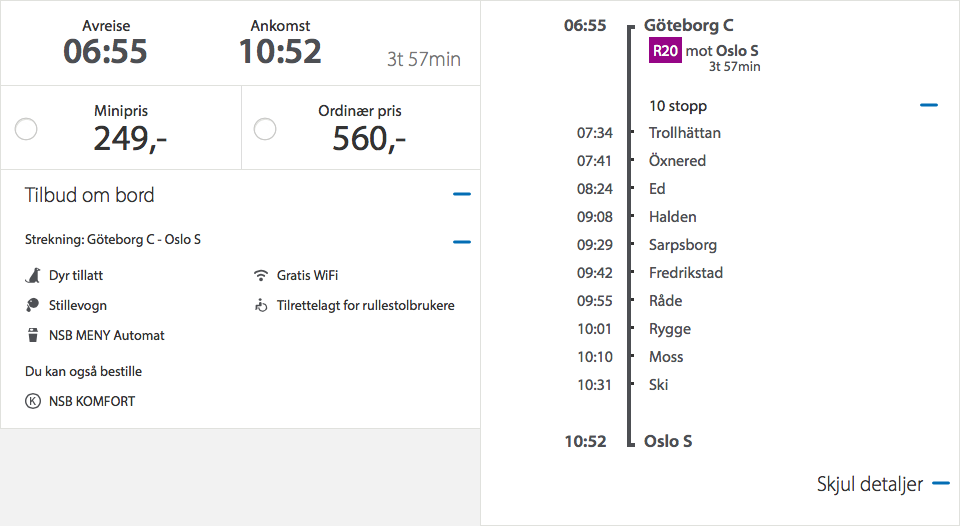 Minipris på för tåg med NSB Minipris på för tåg med NSB