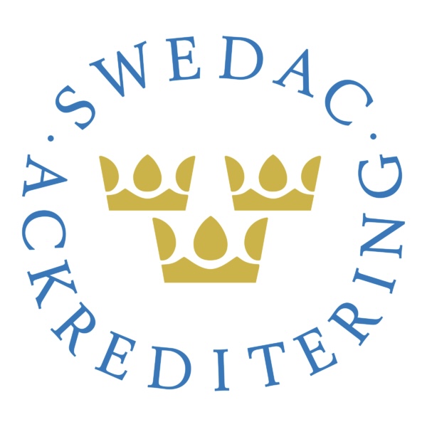 Logotyp för SWEDAC - Swedish Board for Accreditation and Conformity Assessment (Styrelsen för ackreditering och teknisk kontroll)